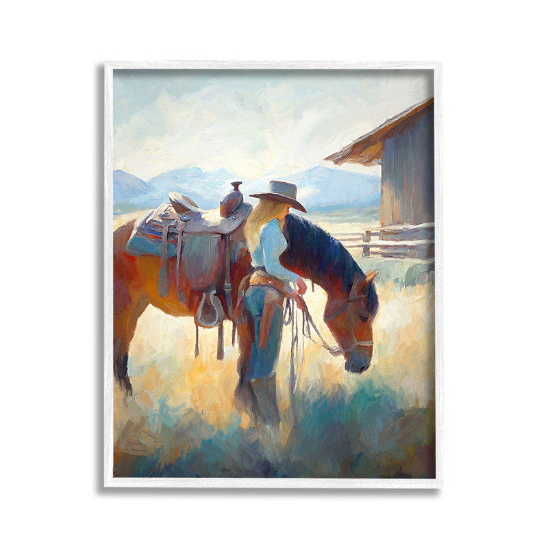 Art équestre, art giclée par Ramona Murdock, Giclée encadrée blanc bord de mer, H 14 po x l 11 po