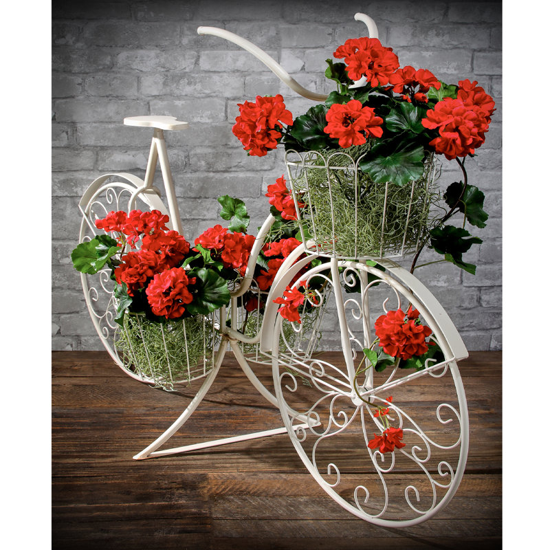 Baleria Garden Bicycle With Planters, Ivory