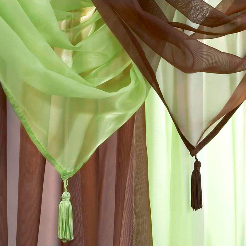 Hurtado Solid Colour Swag Window Pelmet, Lime/Chocolate