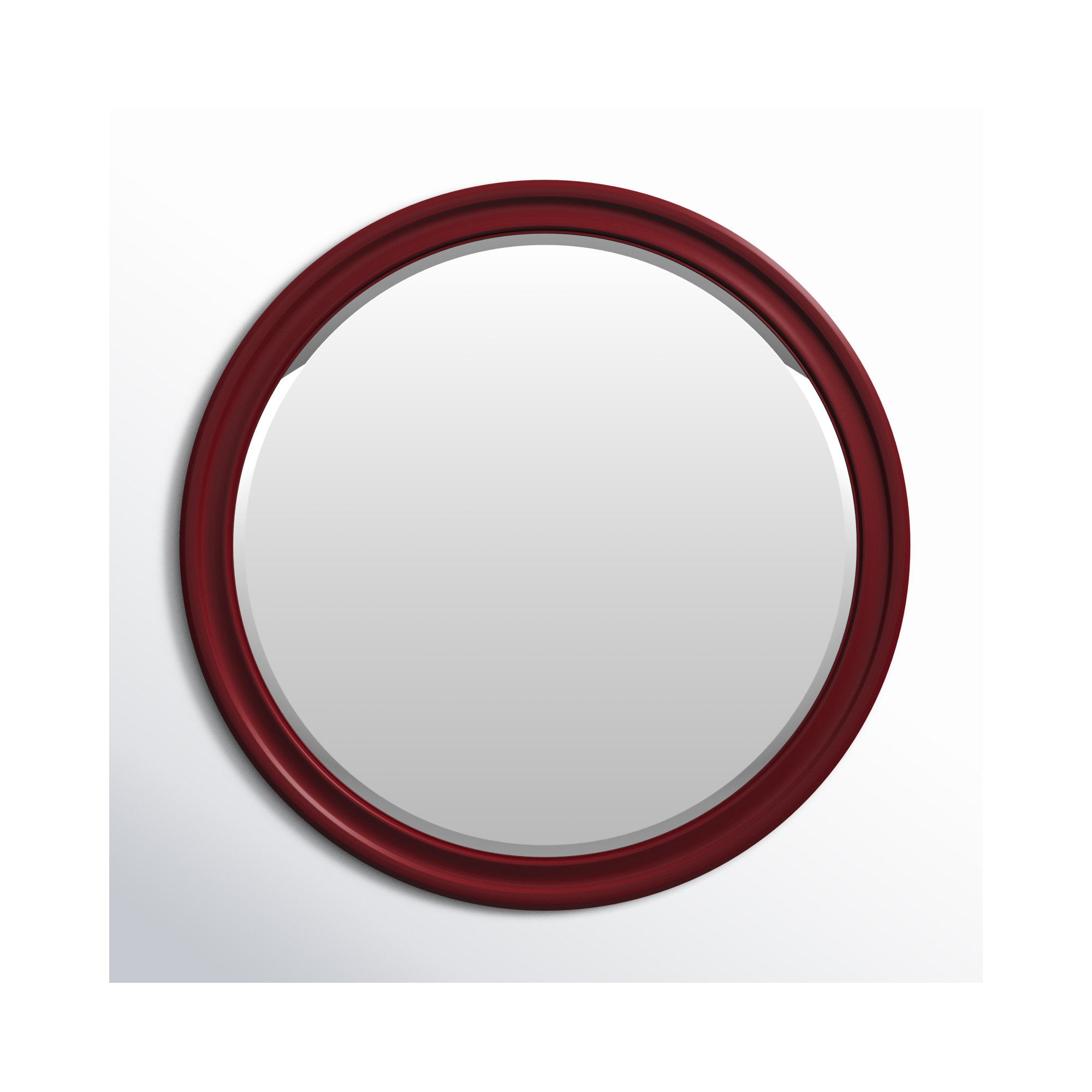 Talvi Wood Round Wall Mirror, Burgundy