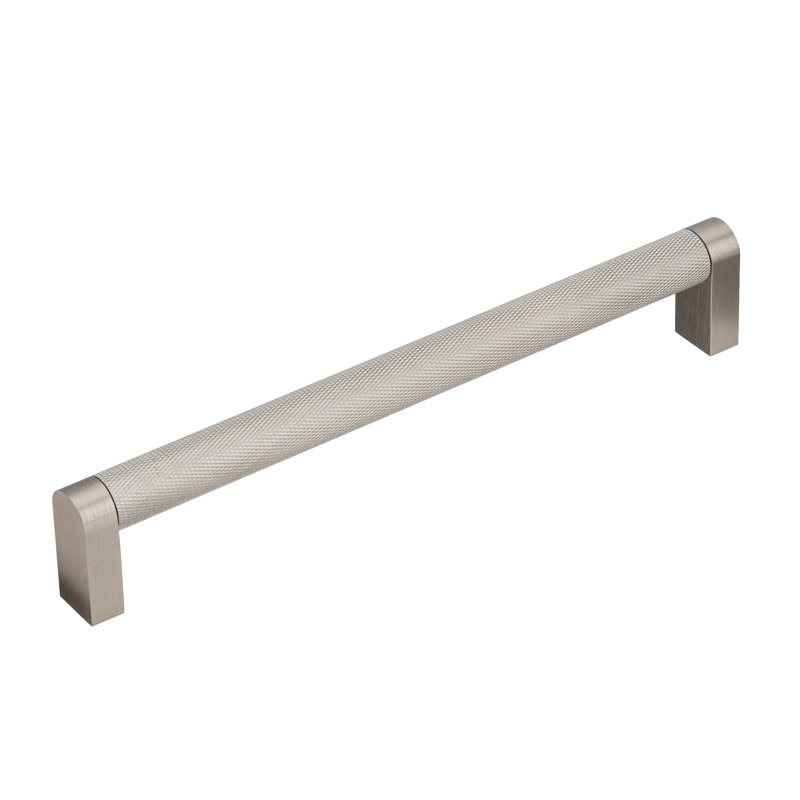Brushed Nickel Knurled "Vero" Cabinet Hardware, 6-5/16" Drawer Pull