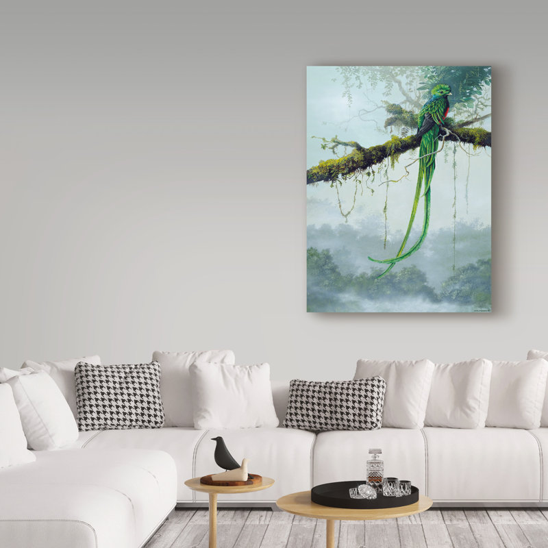 Yand «Resplendent Quetzal», reproduction de peinture acrylique sur toile tendue, H 47 po x l 35 po x P 2 po