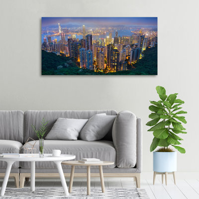 Hong Kong By Night - No Frame Print on Canvas