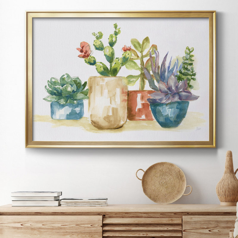 Summer Succulents I - peinture encadrée, H 18,5 po x l 24,5 po x P 1,5 po, Toile avec cadre doré