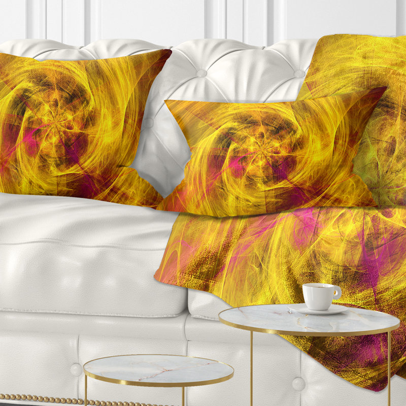Mystic Golden Fractal - coussin imprimé abstrait