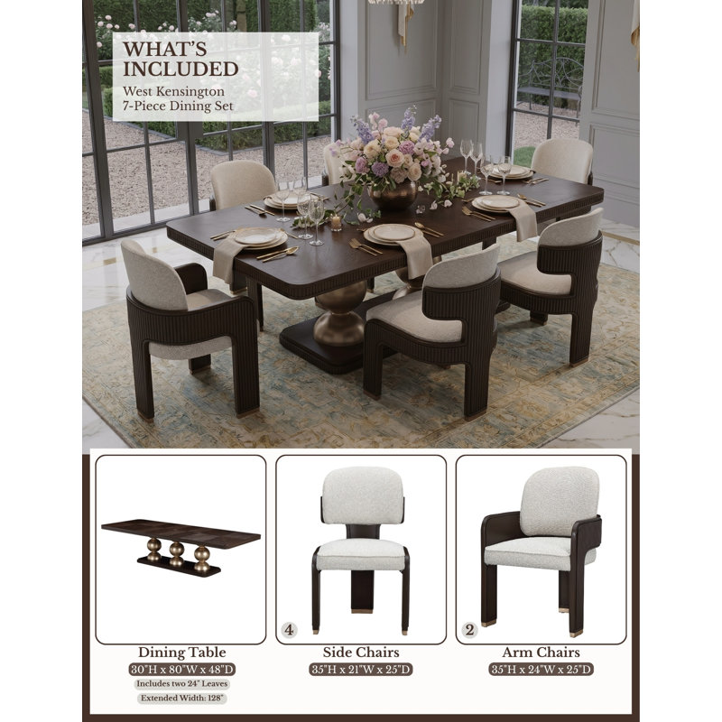 West Kensington 7-piece Rectangular Dining Room Set, 7 Pieces: Table, 6 Chairs