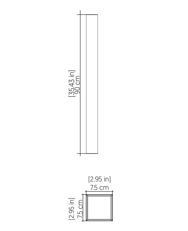 Linea 1 - Light LED Flush Mounted Sconce, Imbuia, 35.43" H x 2.95" W x 2.95" D