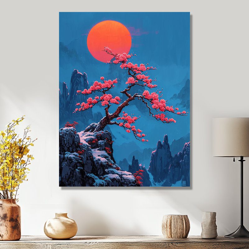 Fleur de cerisier - reproduction d'art murale arbre, H 20 po x l 12 po x P 1 po, Métal métal