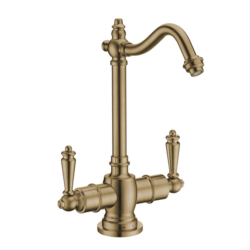 Robinet d'eau chaude / froide instantané avec bec pivotant traditionnel Whitehaus, Laiton antique
