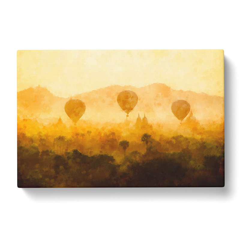 Hot Air Balloons over Myanmar - Wrapped Canvas Painting Print, 40cm H x 60cm W x 3cm D