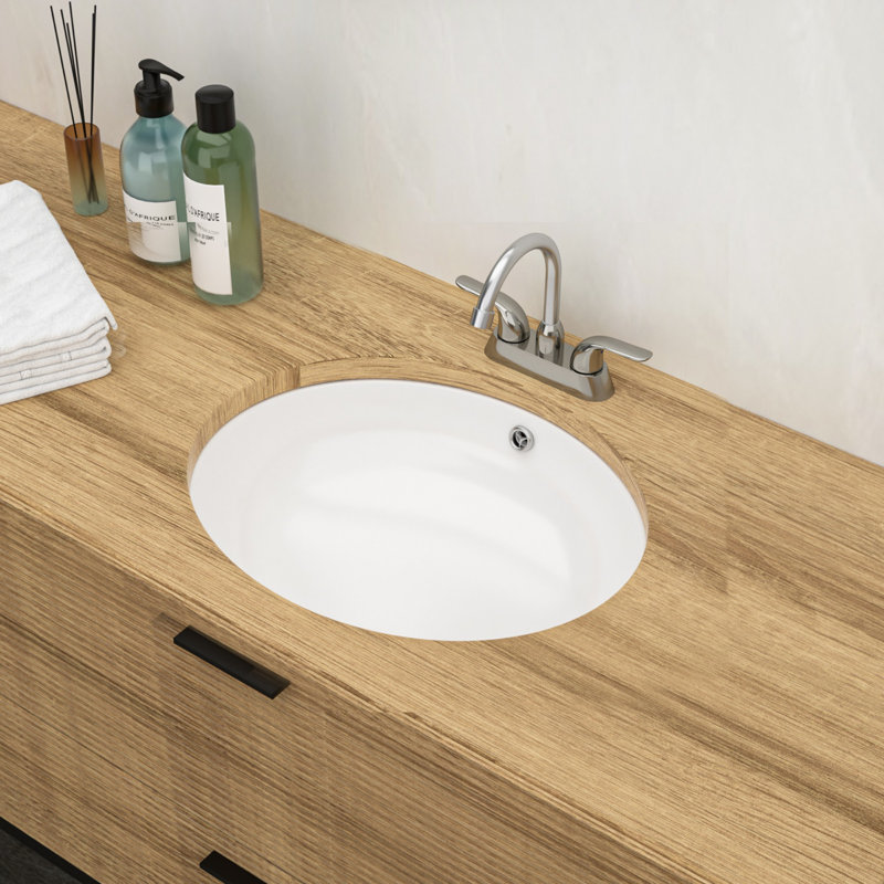 Lavabo de salle de bain ovale en céramique avec trou de trop-plein 18 po x 15 po
