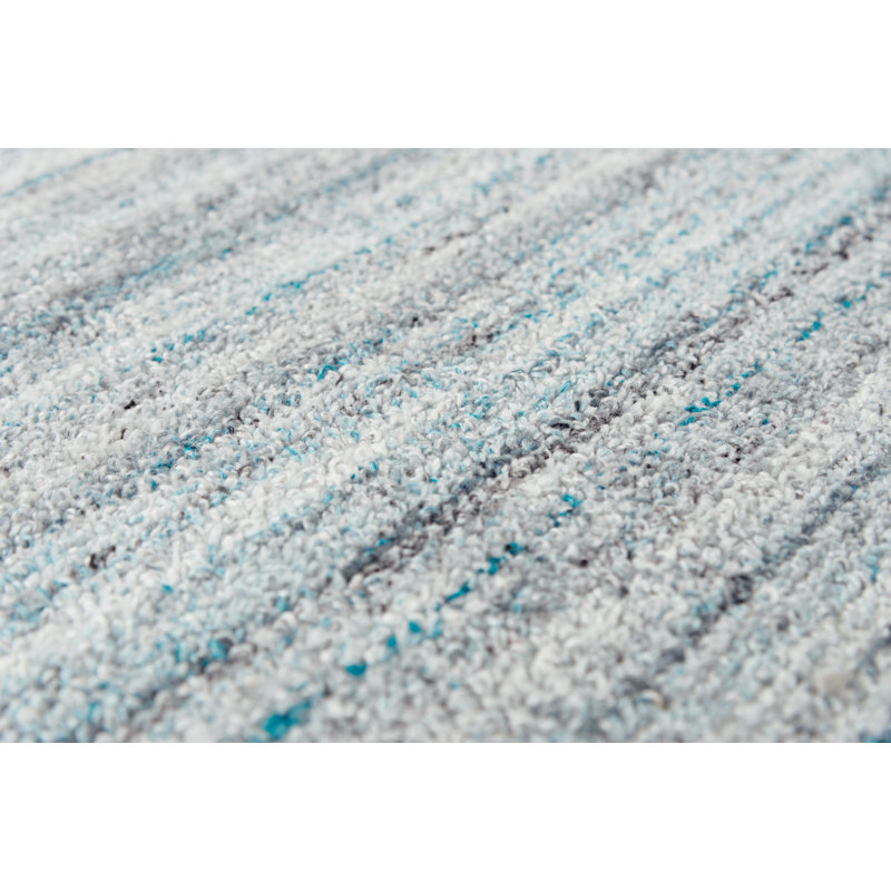 Tapis sarcelle touffeté à la main Lemanski, Rectangle 5 pi x 7 pi 6 po
