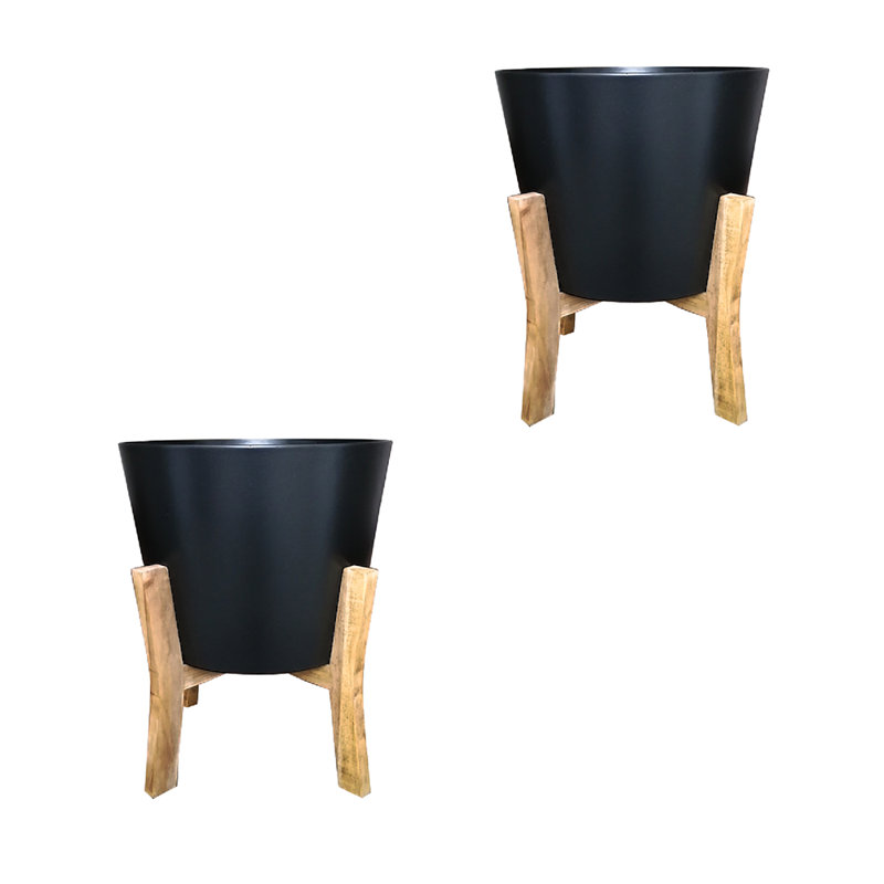 Jardinière contemporaine 16 "avec support, paquet de 2
