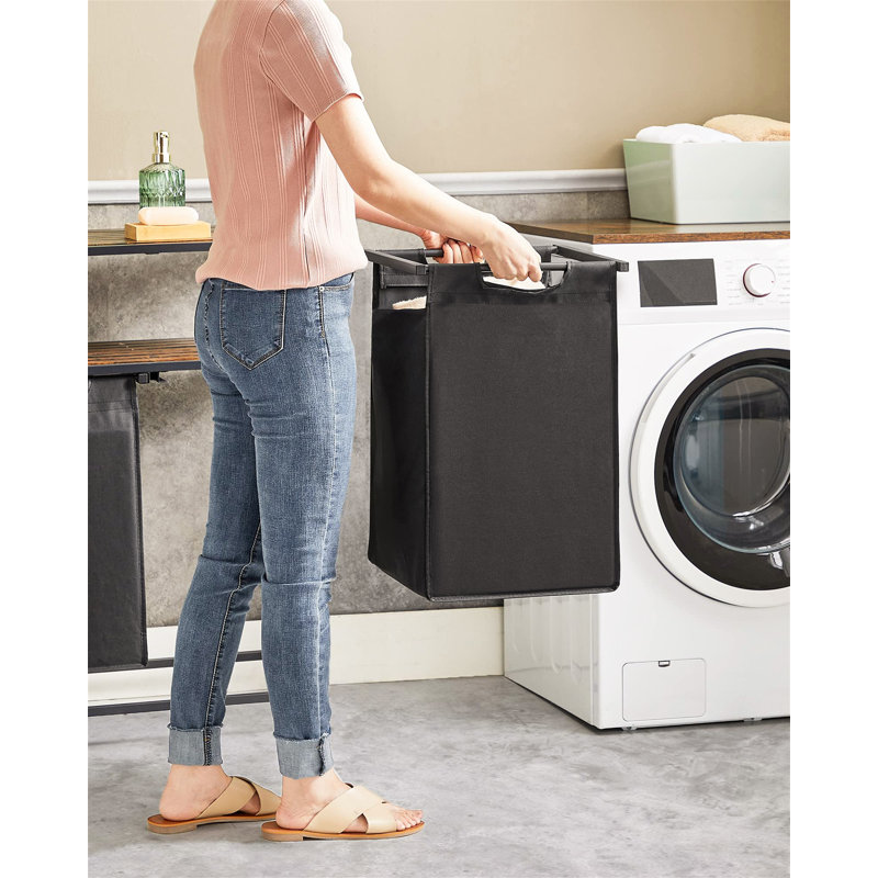 Laundry Sorter with Handles, Rustic Brown/Black