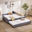Lit de jour rembourré avec lit gigogne, structure de lit en bois robuste, conception de grille de diamant moderne, pour chambre à coucher, chambre d'amis (gris)-586016621