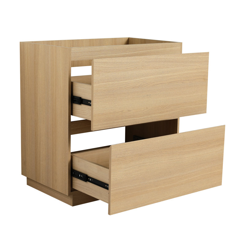 Meuble-lavabo de salle de bain 30 po, armoire autoportante en chêne avec 2 tiroirs, style moderne, bois d'ingénierie, étiqueté pour faciliter l'assemblage du meuble-lavabo double avec tiroir sans rangement