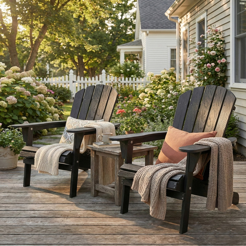 Chaise longue en bois pour l'extérieur, Noir