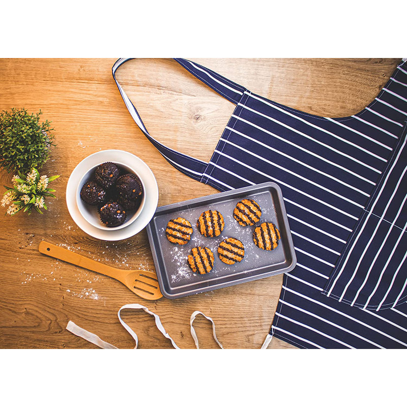 Striped Cotton Bib Apron, Blue