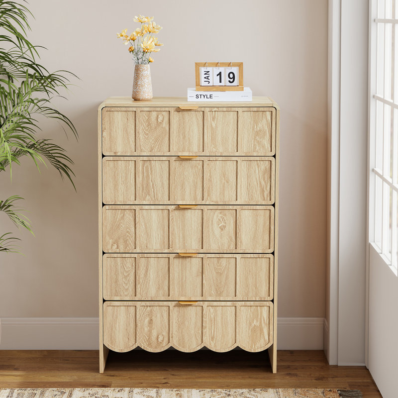Morden Style 5 Drawer Dresser , Natural