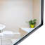 Miroir de salle de bain rectangulaire noir 36 x 30 pouces - Cadre en métal rouillé, verre flotté brillant HD à réflexion 1:1, coins carrés décoratifs