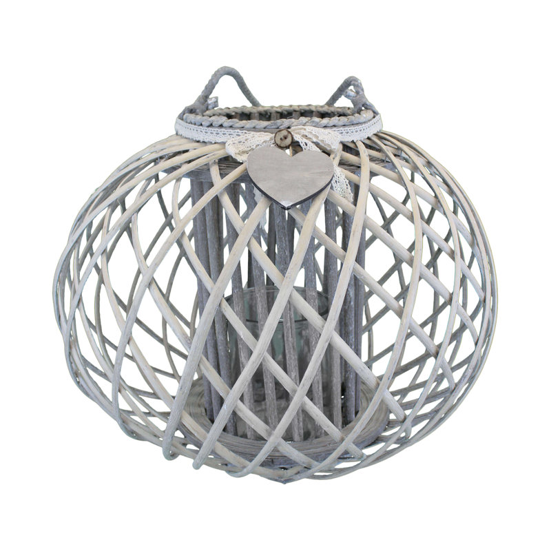 Glass Tabletop Lantern, Grey