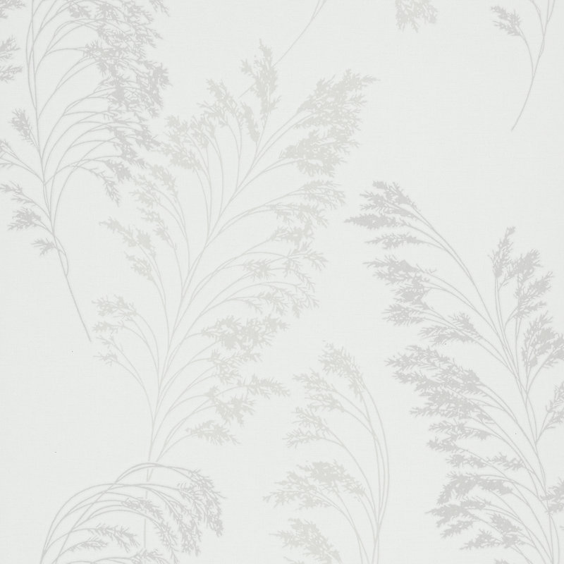 Mitza Leaf On Plain Linen Texture Wallpaper Roll, White