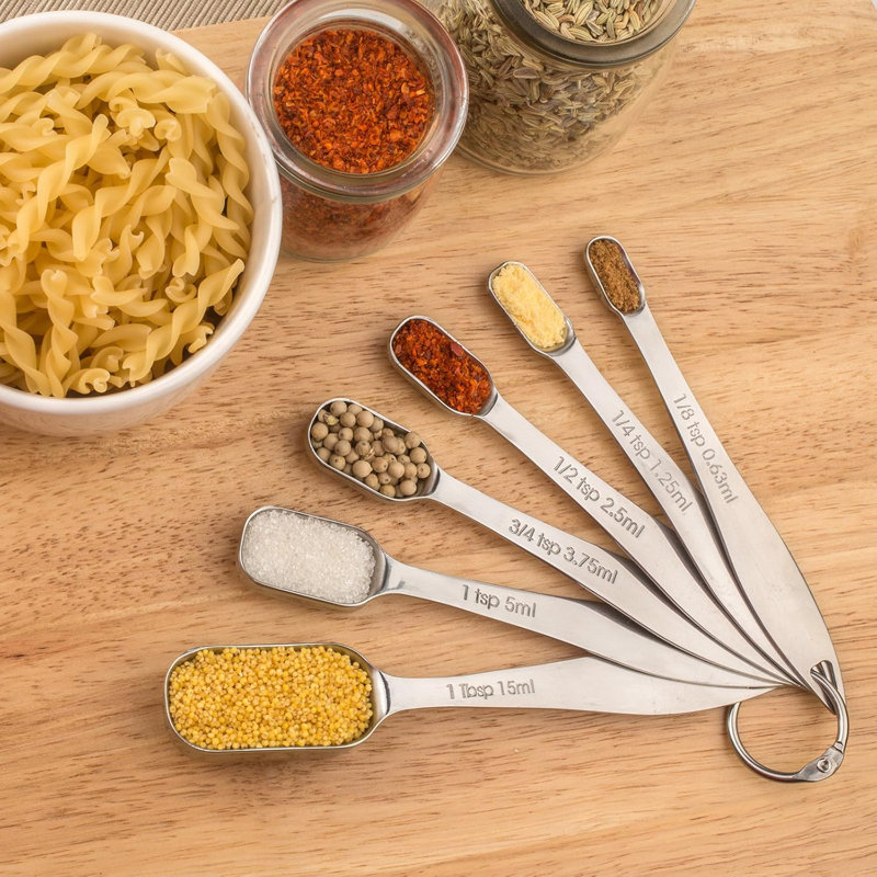 6-piece Stainless Steel Measuring Spoon Set