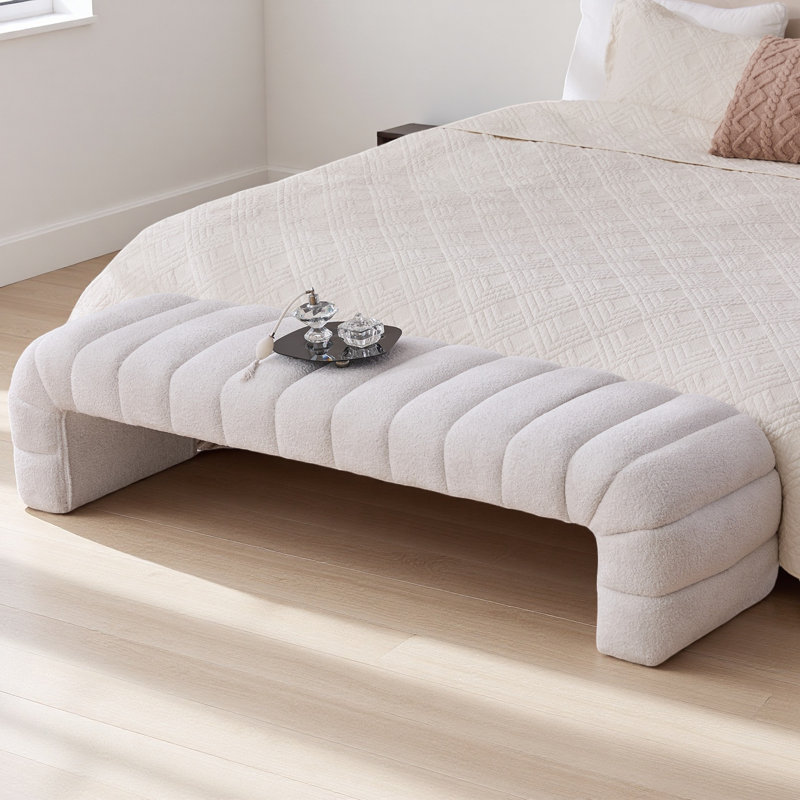 Banc rembourré 69,6 po, Ivoire ivoire