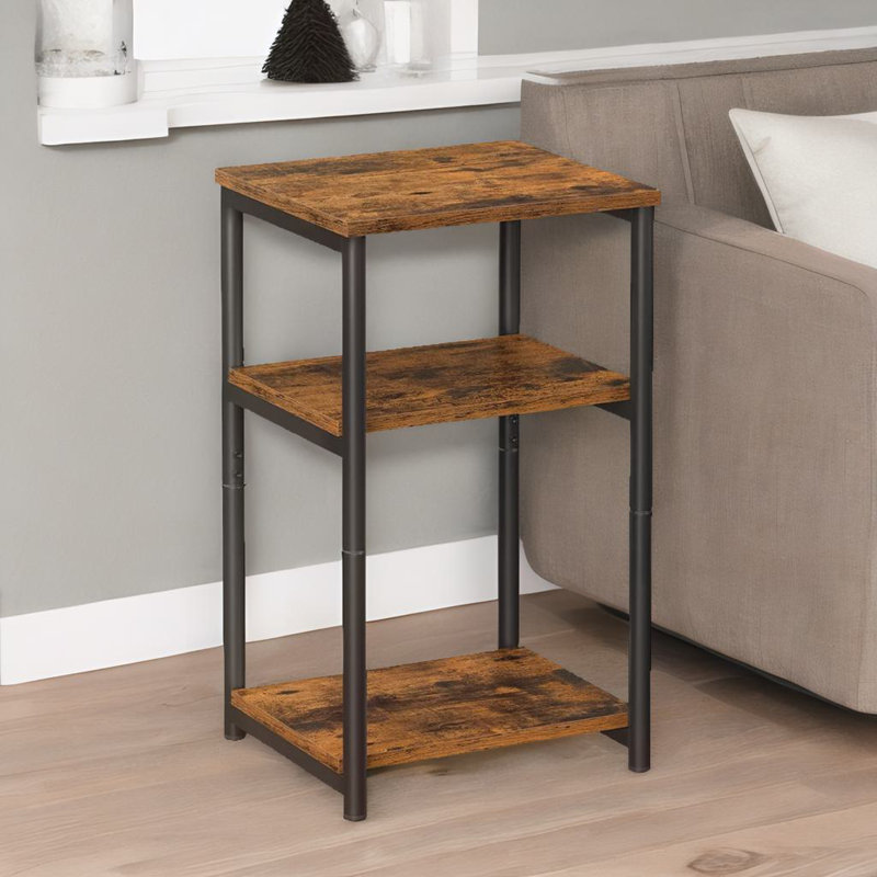Anesha 3 Tier Square Side Table With Steel Frame