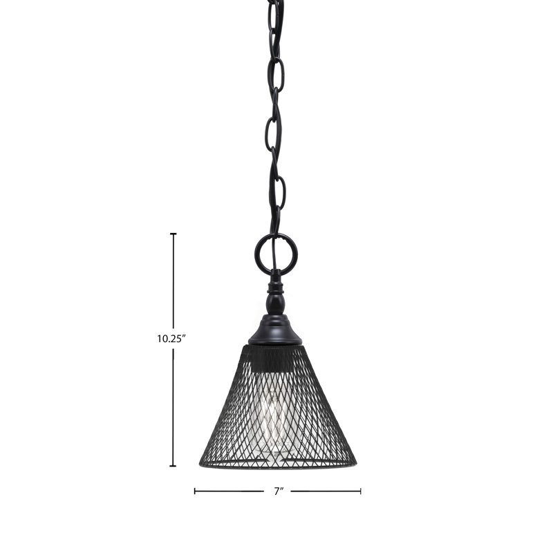 Mini-luminaire suspendu à chaîne avec abat-jour, Noir mat