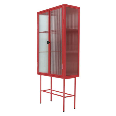 Armoire haute en verre cannelé pour plusieurs pièces