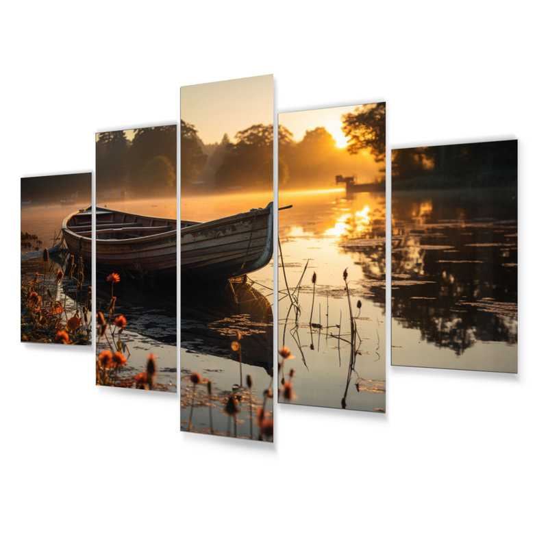 Canoe On The Lake Landscape & Nature Wall Decor on Metal