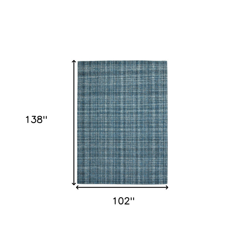 Tapis touffeté à la main turquoise et gris, Rectangle 9 pi x 12 pi
