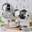 "V1: Probond® Luxe 5-Piece Professional Clad Stainless Steel Skillet Set 5-Piece Set  (8.5”Skillet, 3Qt Saucepans, And 3.5Qt Sauté)"