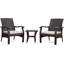 Ensemble de 3 pièces en osier brun foncé avec 2 chaises et table basse avec plateau en verre Miles Fins Mocha de Miles