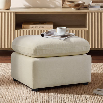 Upholstered Ottoman With Sturdy Wooden Frame