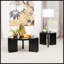 Table basse noire ronde en bois massif
