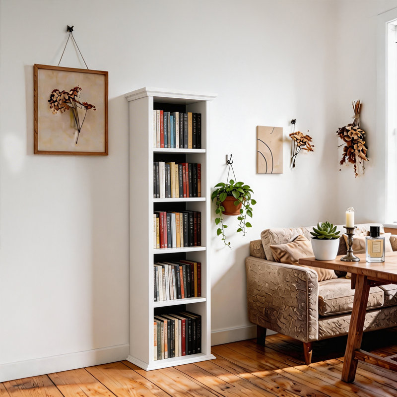 5-Tier Black Traditional Bookcases 70.86''H×20''W  With Base And Back