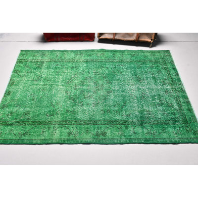 Vintage Green Turkish Oushak Carpet Ideal As A Bohemian Accent Or Entry Area Rug