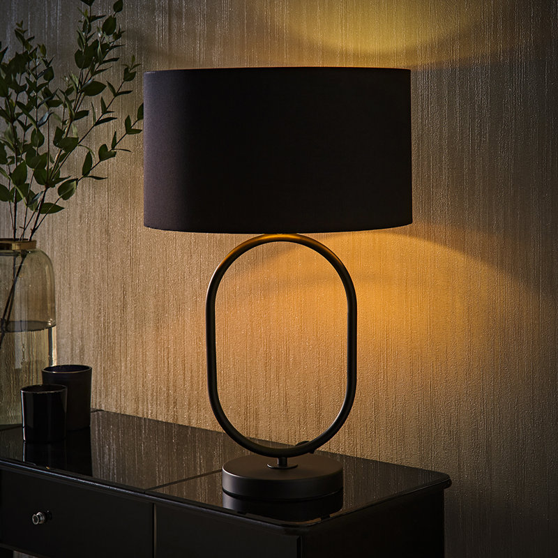 Demetry Metal Table Lamp, Cotton / Cotton Blend