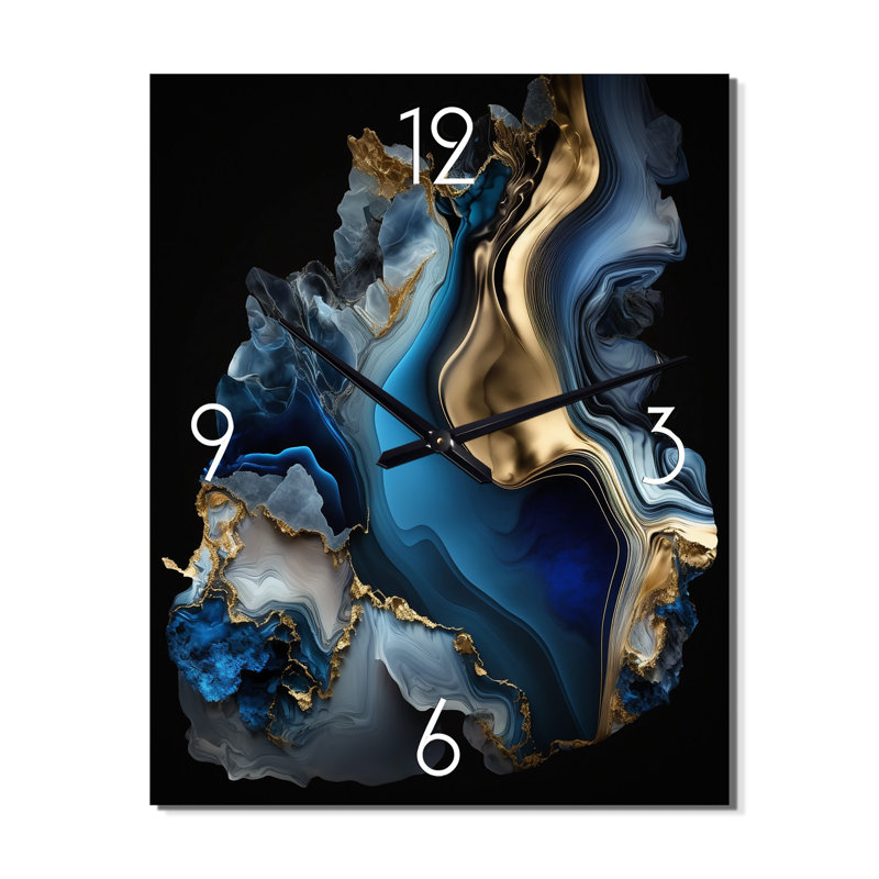 Abstract Geode Marble II - Horloges murales abstraites en marbre, H 40 po x l 30 po x P 1 po