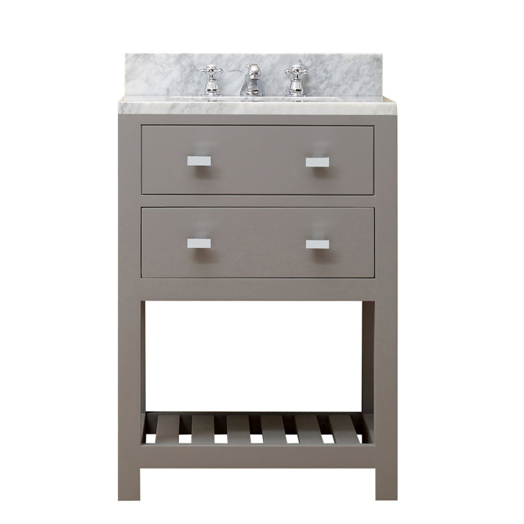 Cronin 24" Carrara White Marble Countertop Bath Vanity with Faucet