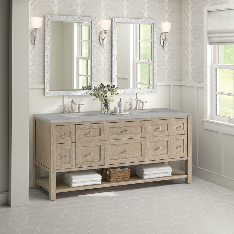 Breckenridge 72'' W Double Vanity, Whitewashed Oak, Lime Delight, 8" Widespread