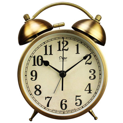 Modern & Contemporary Analog Metal Quartz Movement / Crystal Tabletop Clock with Alarm in Brass