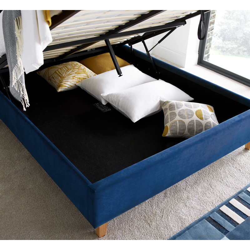 Owasso Upholstered Ottoman Bed, Blue, Kingsize (5')
