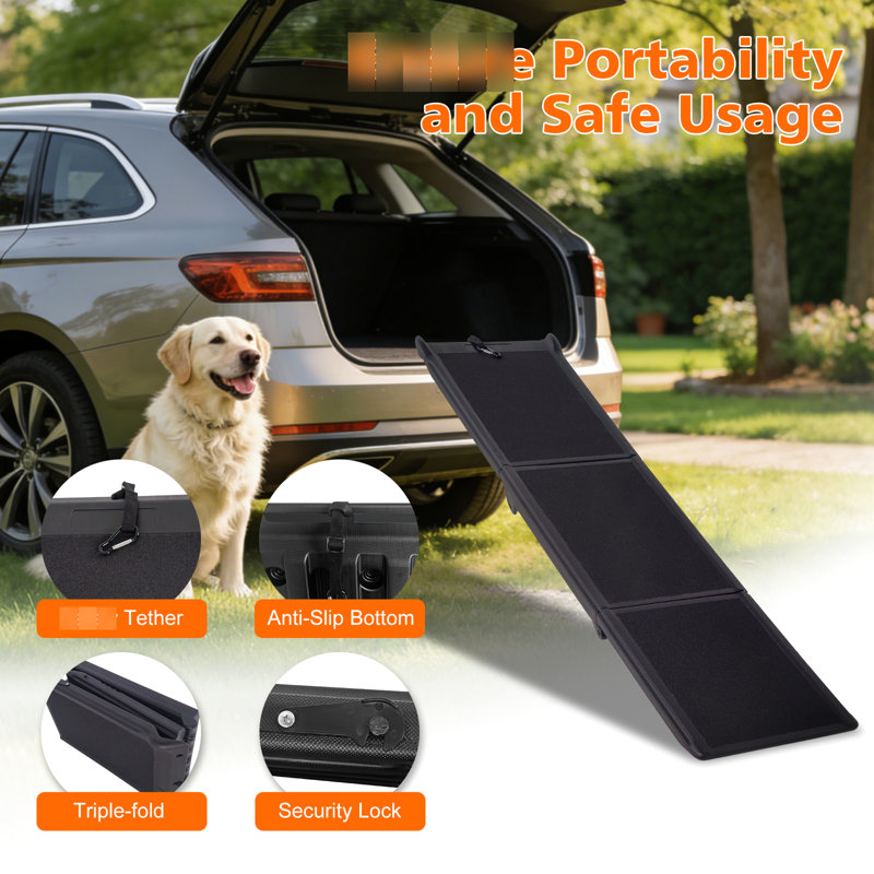 Rampe pour animal de compagnie 71 pouces pour chiens de grande taille, antidérapant, VUS parfaits, camions et lits d'intérieur, pliable pour chien, plateformes surélevées convenables, poids léger stable