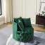 Fauteuil pivotant en velours à boutons, 3 coussins, roulettes amovibles-321324470