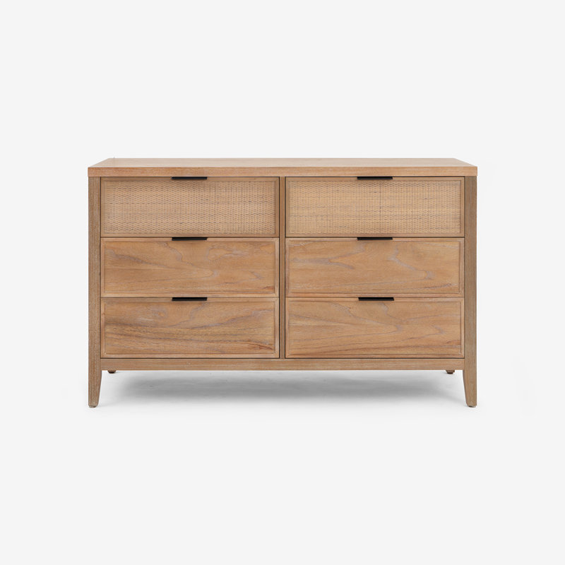 Kalana - Commode 6 tiroirs en rotin, Brun