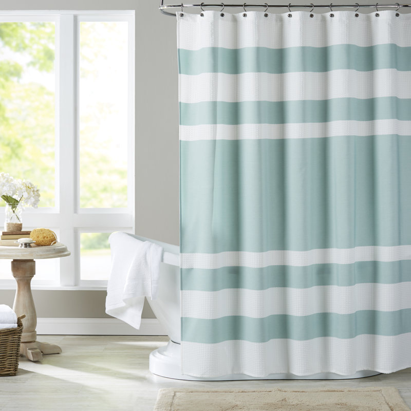 Rideau de douche gaufré de type spa avec traitement 3M, Turquoise, H 72 po x l 72 po