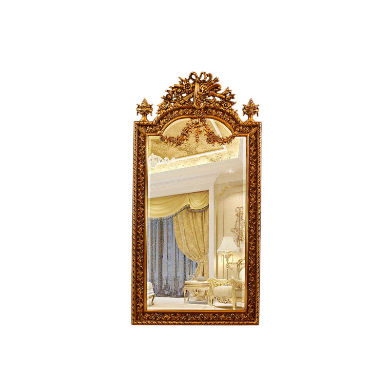 Miroir d'appoint mural en bois Daylan, Noyer doré